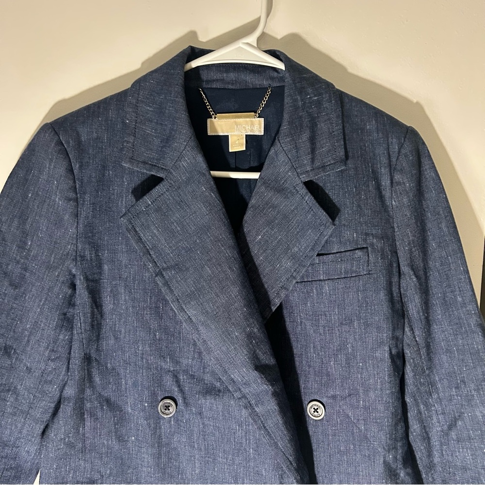 Michael Kors Blue Double-Breasted Blazer - Picture 3 of 7